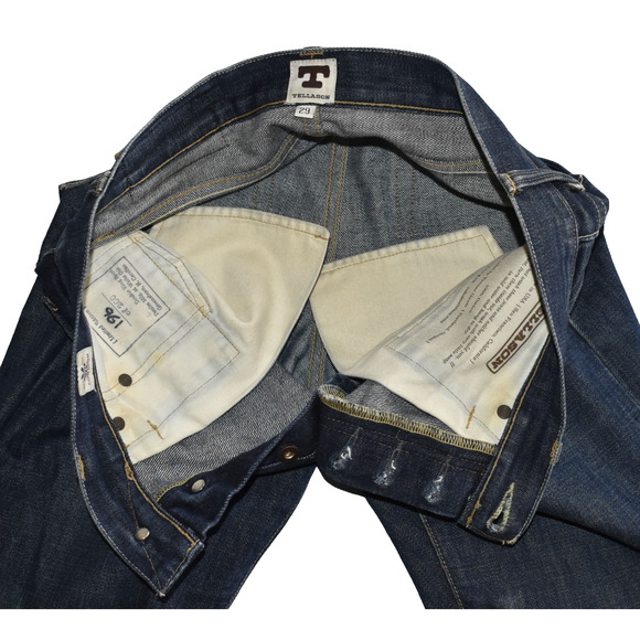 B0 Auth TELLASON Limited Ed White Oak Cone Denim Selvedge Skinny Jeans Size 29 - Picture 4 of 7